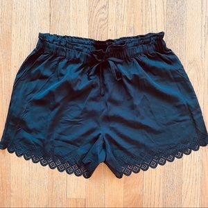 Black Laser Cut Paper Bag Waist Shorts